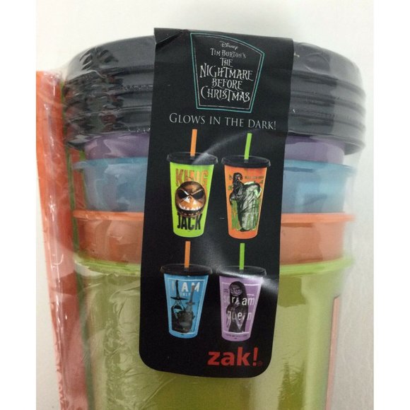 Zak Nightmare Before Christmas Halloween Glow Tumblers Straws 4 PK Reusable - Picture 5 of 5